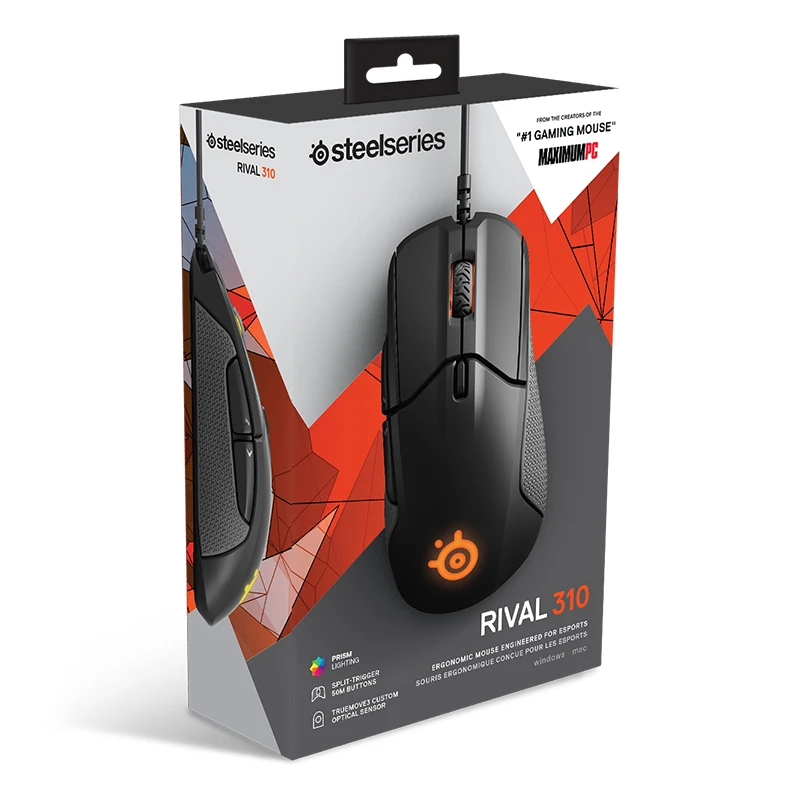  SteelSeries Rival 310 RGB FPS USB Optical Gaming Wired Mouse with 12000 CPI Split-Trigger Buttons C