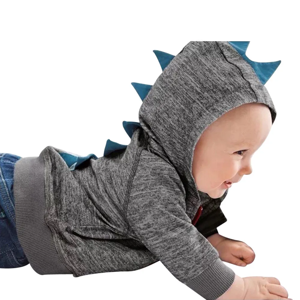 Пальто для маленьких мальчиков и девочек с рисунком динозавра; топы на молнии с капюшоном; одежда; 27