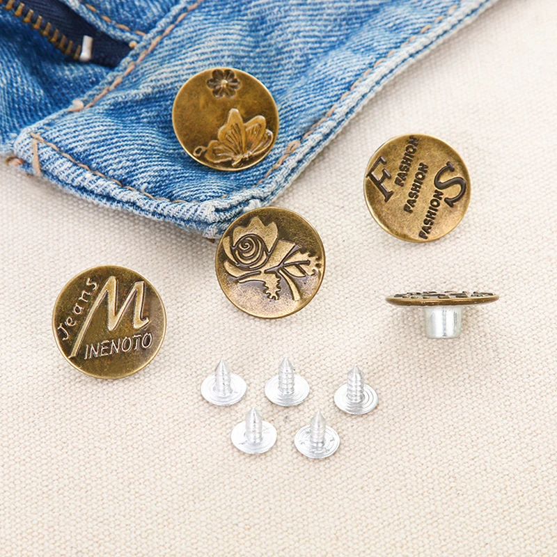 

Diameter 2cm Retro Copper Button Jeans snap fastener Circular button Coat buckle
