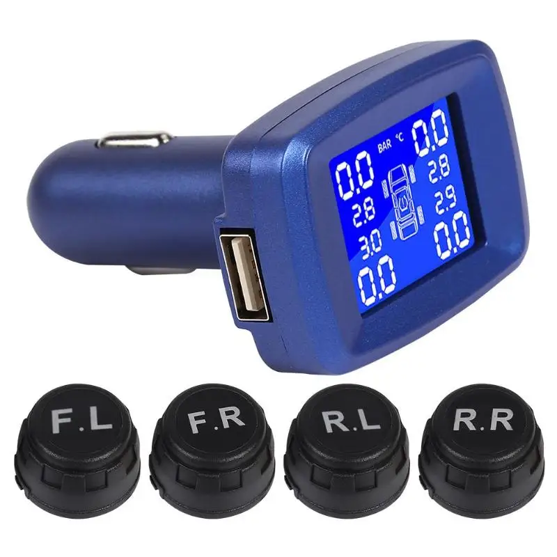 

TY14A LCD Car TPMS Cigarette Lighter Plug Tire Pressure Monitoring System with 4 External Sensors