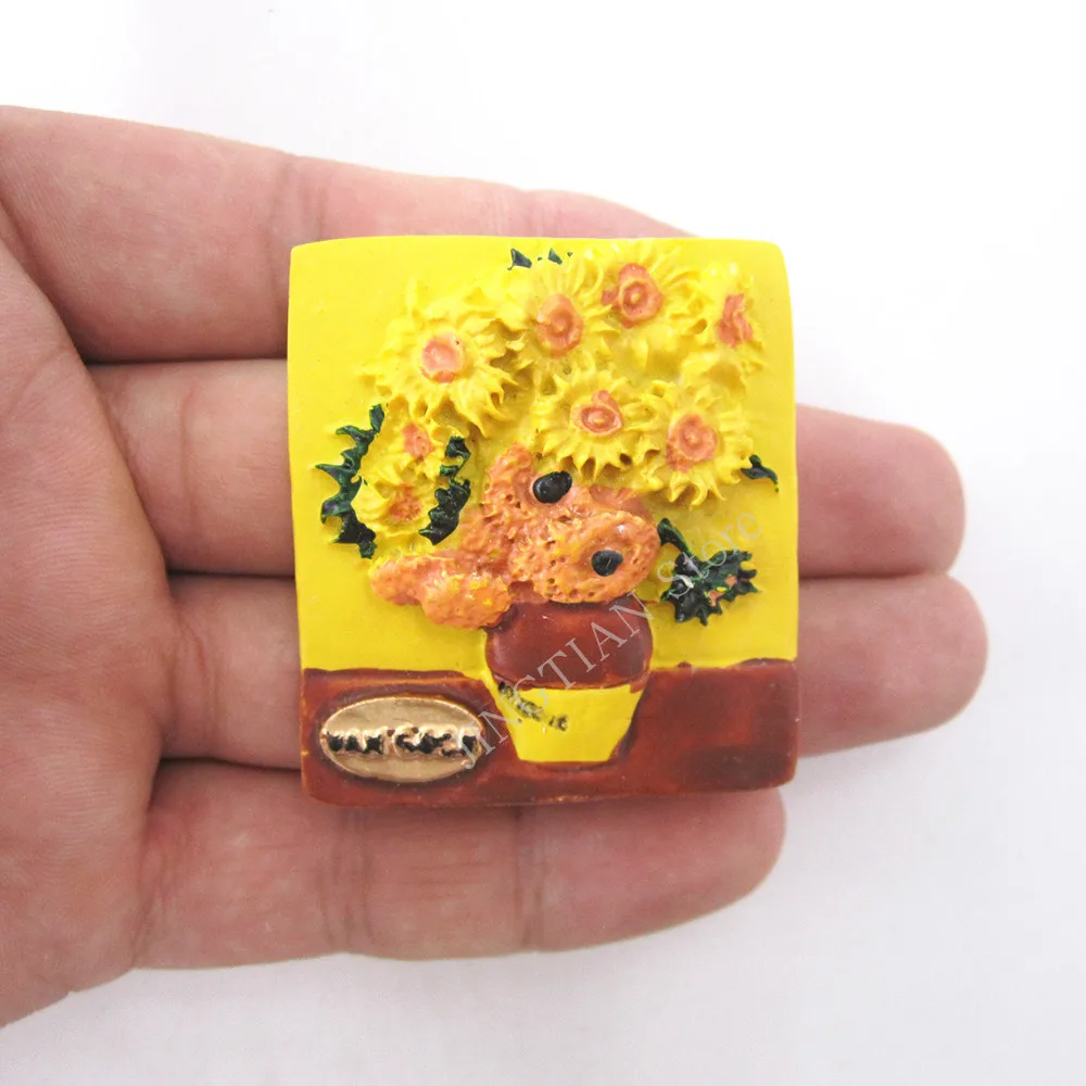 Van Gogh Hand Painted 3D Resin Fridge Magnet Sticker Netherlands Japan Countries City Cute Tourism Souvenir Home Decor Craft Gif