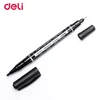 3PCS Deli 6824 Permanent Markers Dual Tip Pen 0.5mm/1mm Black Blue Red Water Proof Fast Dry Double Sided Permanent  Marker 5