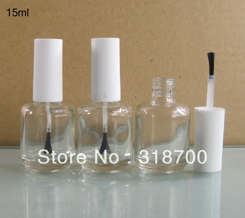 200 шт./лот 15 мл стеклянные бутылочки для лака бутылочные прозрачные пузырек лака для ногтей с УФ крышкой, 15cc стеклянная бутылочка для лака для ногтей