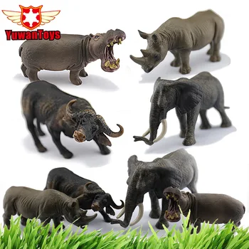 

Interestin Toys Lifelike Grassland Animals Rhinoceros Elephant Bulls Hippo Model Hand Paind PVC Toys Christmas Gifts For Kids