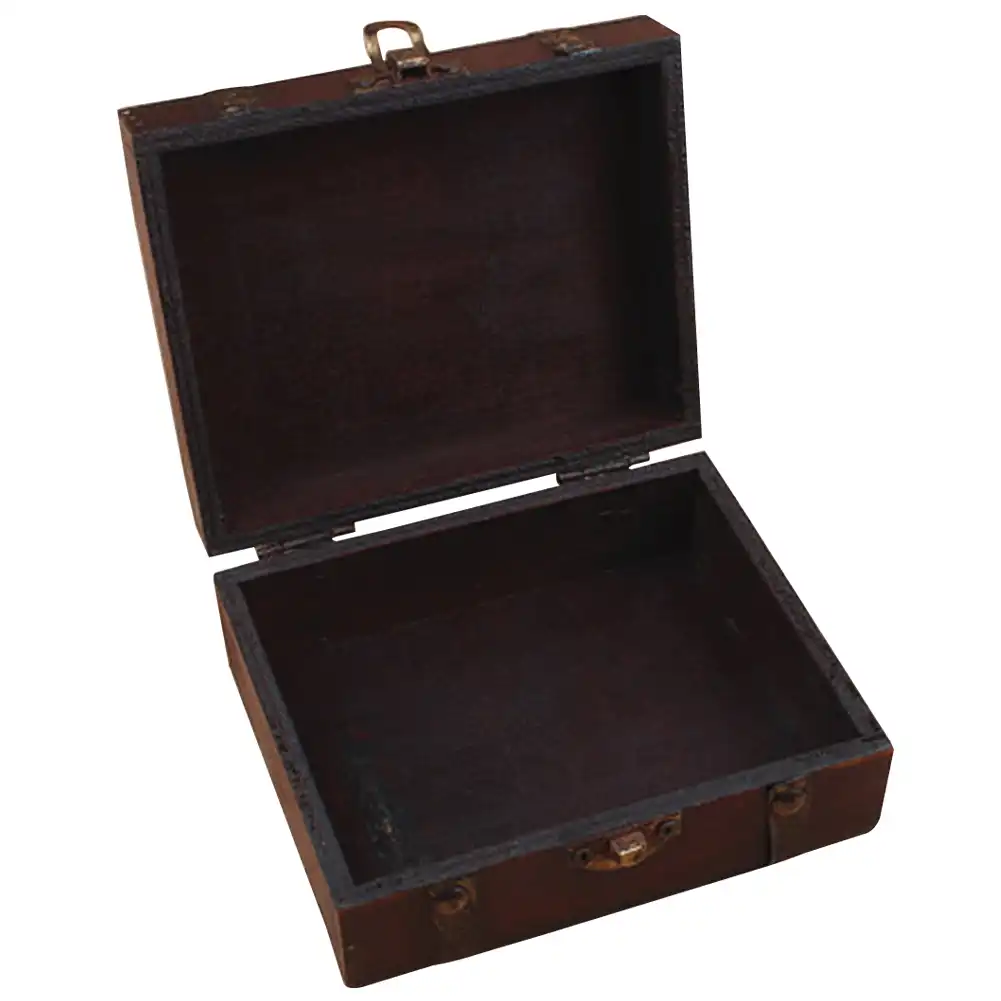 Joyas de Madera Vintage Cofre del tesoro de madera Caja de almacenamiento caso organizador Anillo Ly