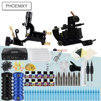 

Complete Tattoo Kit 2 Rotary Machine Set 10 Color Inks Black Power Grip Tattoo Needle Kit Body Art Tattoo Gun Accessories Set