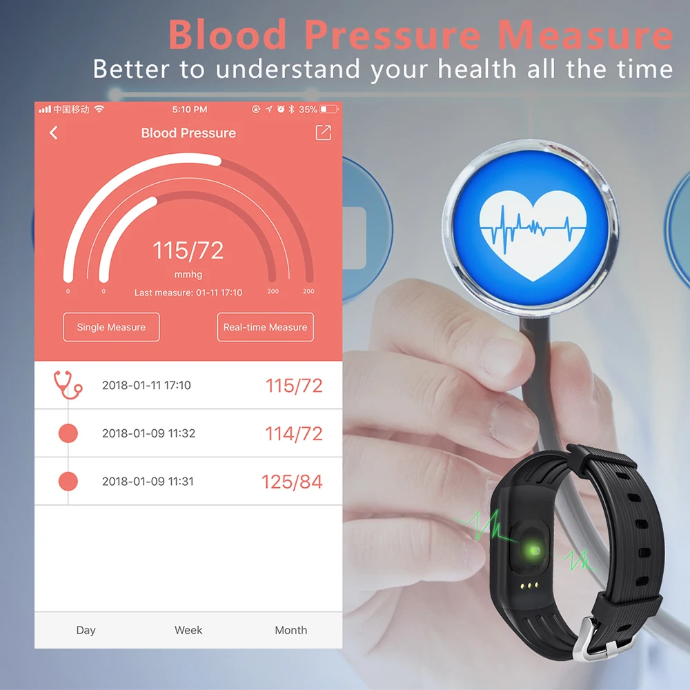 wearpai F1 Sport  Health Smart bracelet Heart Rate band Fitness Tracker with blood pressure monitor