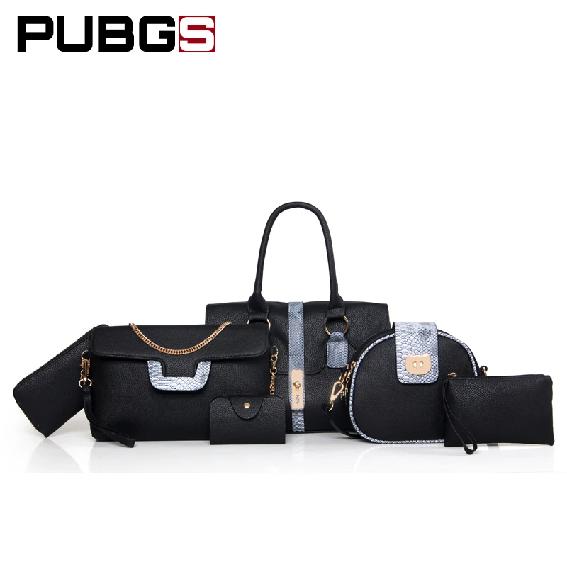 

Women Handbags Female Shoulder Bag High Quality Leather PU Fashion Luxury Elegant Design Unique Practical 6-Piece Set PUBGS 2018
