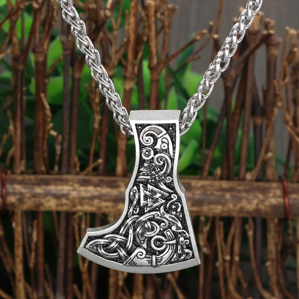 Мужское ожерелье с подвеской norse viking axe символ Одина Ворон Дракон амулет|Ожерелья