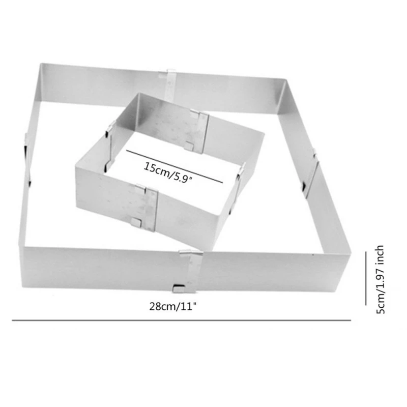 Регулируемый мусс кольцо 3D квадратный пирог формы из нержавеющей стали, для выпечки формы кухонный десерт торт украшения инструменты