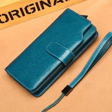 SENDEFN новая распродажа кожаный кошелек женский длинный кошелек женский кошелек на молнии с ремешком женский клатч кошелек для монет женский кошелек 5201H2-5 - Цвет: Blue