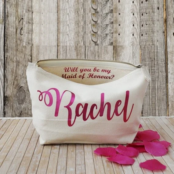 

customize names maid of honor Make Up pouches bridesmaid wedding Gift makeup Cosmetic Bags Unique Gift for Bridal Party Bags