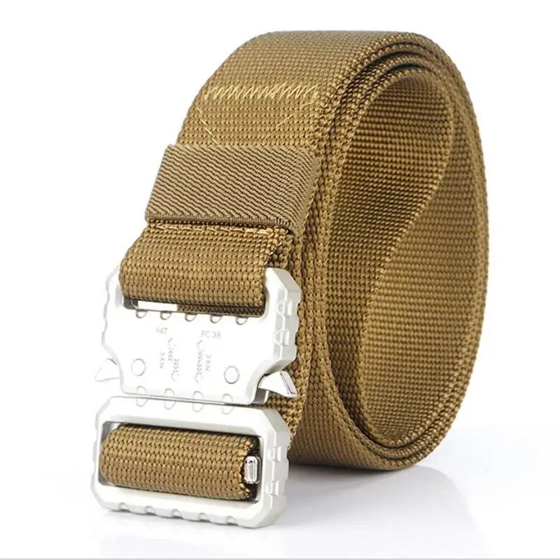 Buckle B khaki SupSindy брезентовый мужской ремень быстросъемные металлические пряжки нейлоновые пояса военные армейские многофункциональные тренировочные тактические ремни мужской ремень - Цвет: Buckle B khaki