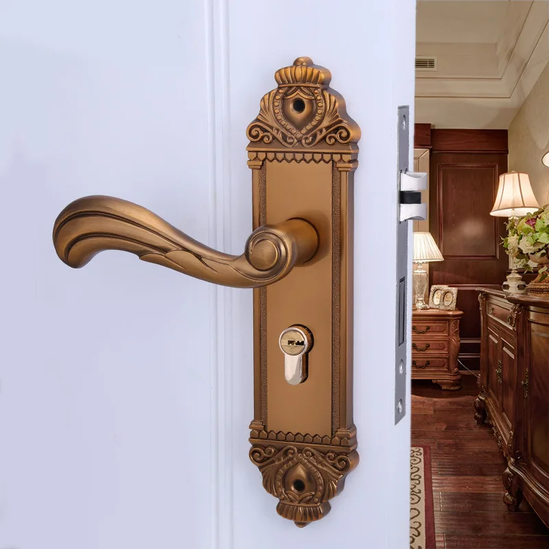 

2018 Sale Fechadura In Factory Straight Pin European Yellow Ancient Big 50 Mute Of Hand Lock Hardware Mechanical Bedroom Door