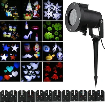 

Laser Projector Lamp 12 Pattern Lens Switchable Colorful Outdoor Garden Lamp Light Halloween Christmas Landscape Projector Light