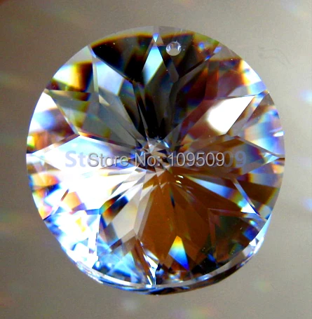 

70pcs Huge 45mm Crystal Round Sunburst Prisms With Flower Cuts In The Center Chandelier Crystal Parts In One Hole