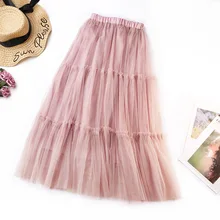 Весна новое поступление шикарная супер-фея большой маятник тюль юбка грибок края сплайсинга женские плиссированные юбки