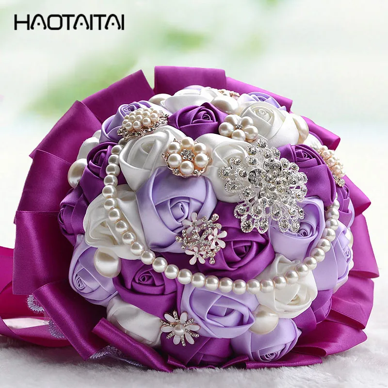 Букеты Свадебные s 1 шт великолепный алмаз фиолетовый розовый шелк свадебные искусственные цветы Букеты Свадебные 6 цветов