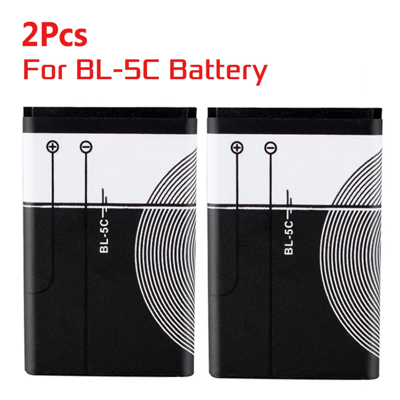 2x1020 мАч BL-5C литий-ионный аккумулятор для Nokia 1112 1208 1600 1100 1101 n70 n71 n72 n91 e60 N-Gage сменная