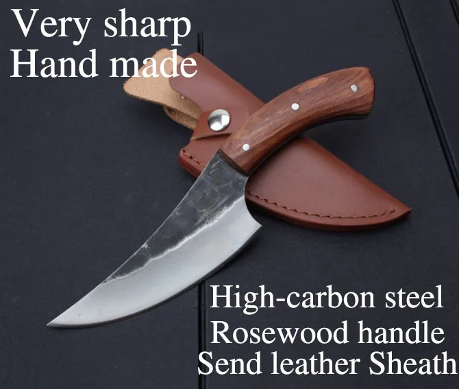 XITUO EDC Utility hunting knife Very sharp High carbon steel Handmade knife 24cm 58HRC Rosewood survival