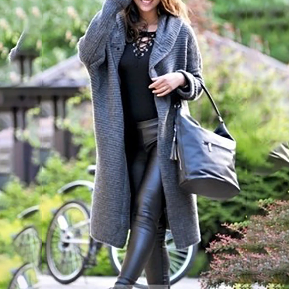 LASPERAL 2019 Autumn Button Women Cardigan Coat Solid Hooded Knitting Female Outwear Long Sleeve Knit Sweater Mujer Blends Coat