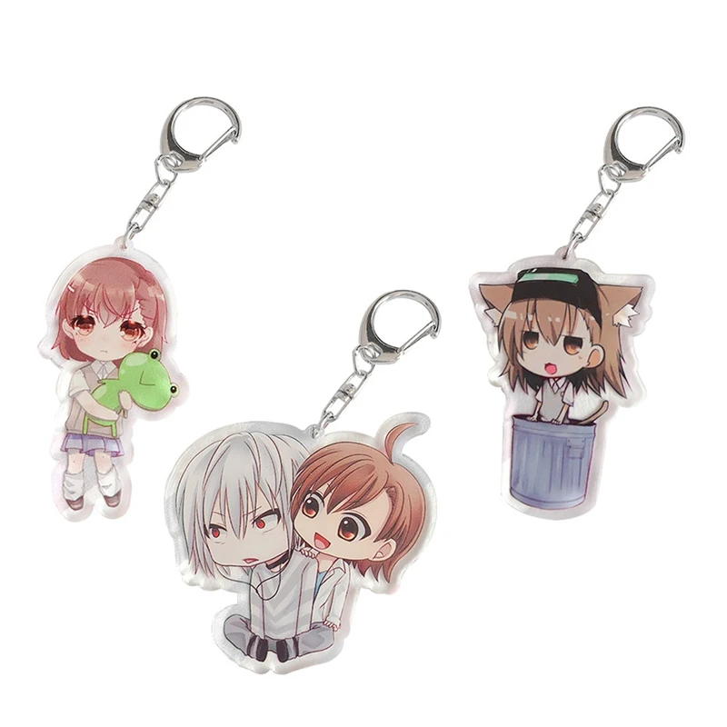 

Anime A Certain Magical Index Keychain Acrylic Figure Misaka Mikoto Accelerator Keyring Charms Cute Gifts