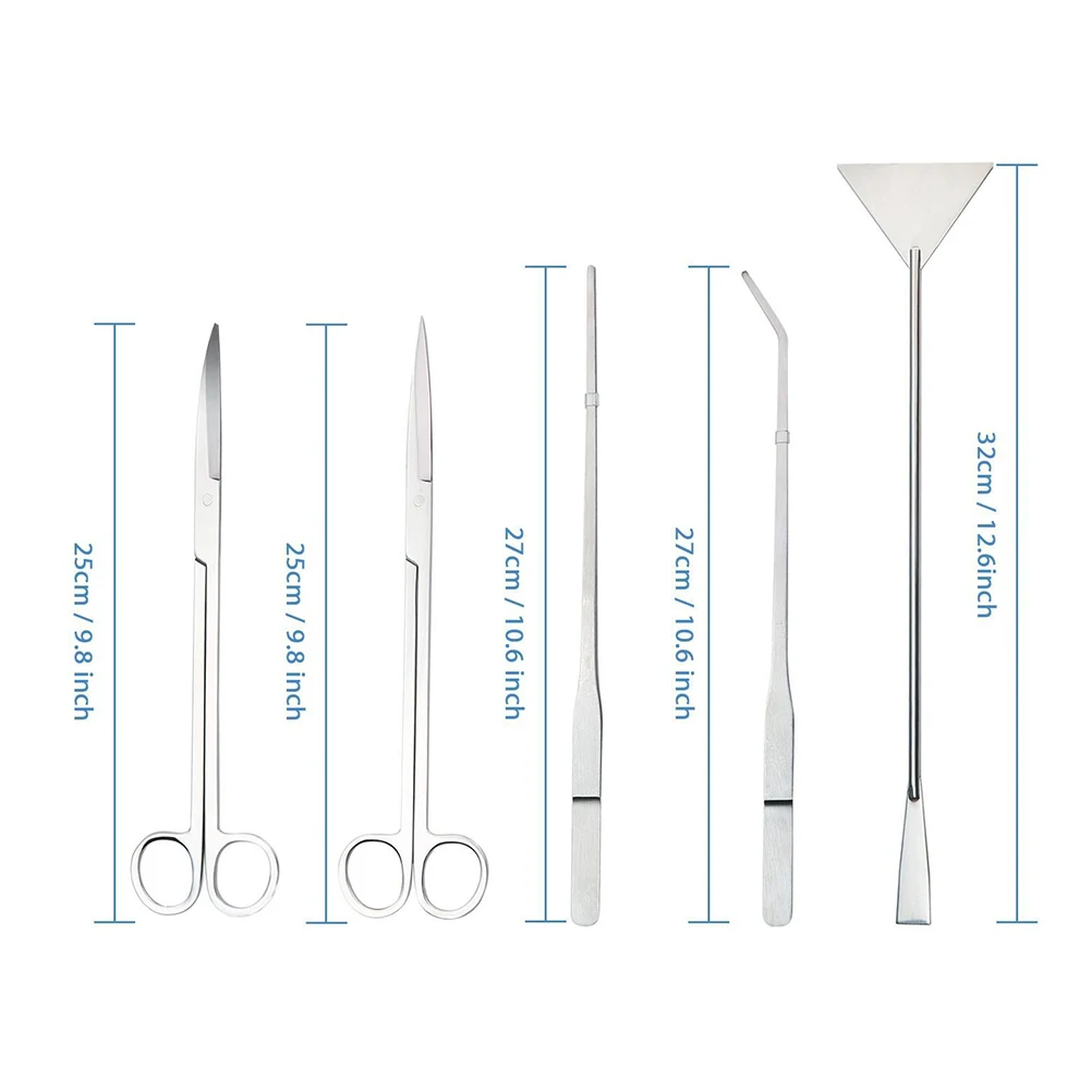 5 в 1 Набор для аквариума из нержавеющей стали, набор для аквариума, набор инструментов для водных растений, пинцет, ножничный шпатель