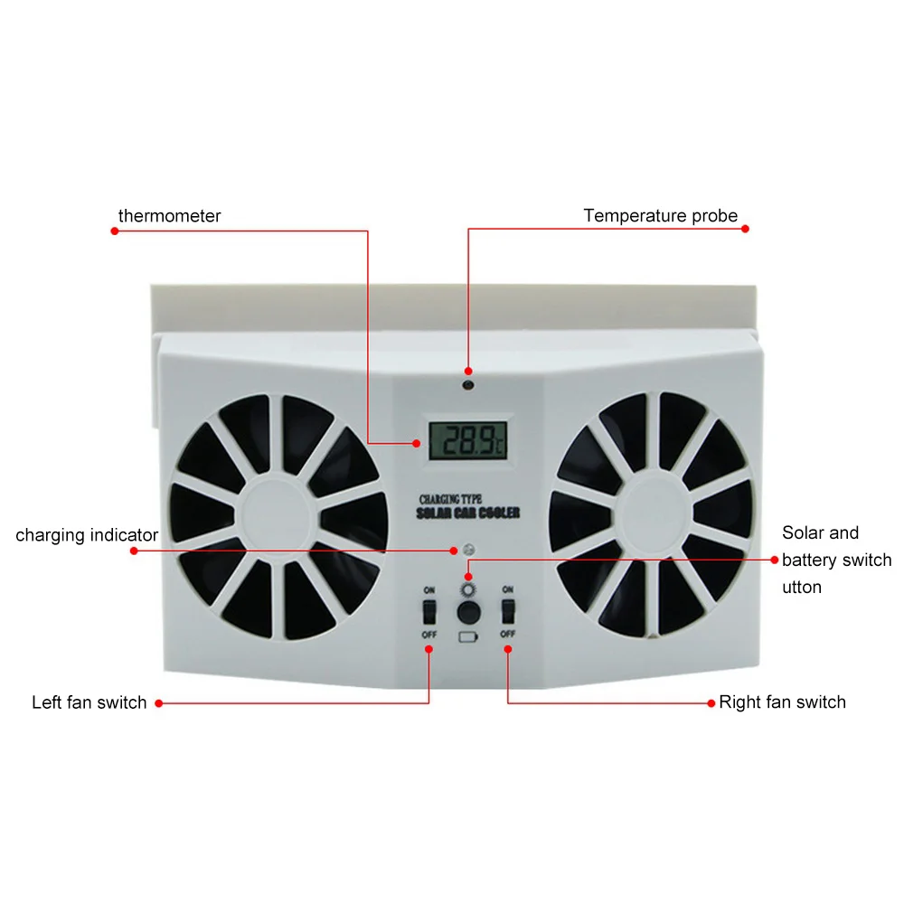 Finestra dell'auto dispositivo di raffreddamento della ventola di scarico automatico presa d'aria ad energia solare raffreddamento freddo presa d'aria condizionatore ventilatore sistema di raffreddamento del radiatore - Image 4