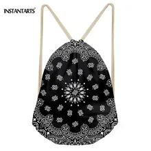 INSTANTARTS Мода Западная Пейсли Для женщин большой рюкзак 3D Мандала Цветочный принт женские Повседневное Drawstring Сумка Обувь мешок чехол