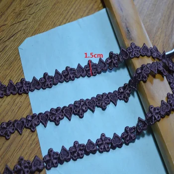 

1.5cm15yds/lot dark purple heart-shaped venise Lace Trim with Design for Wedding Bridal Garment Decoration 1752014