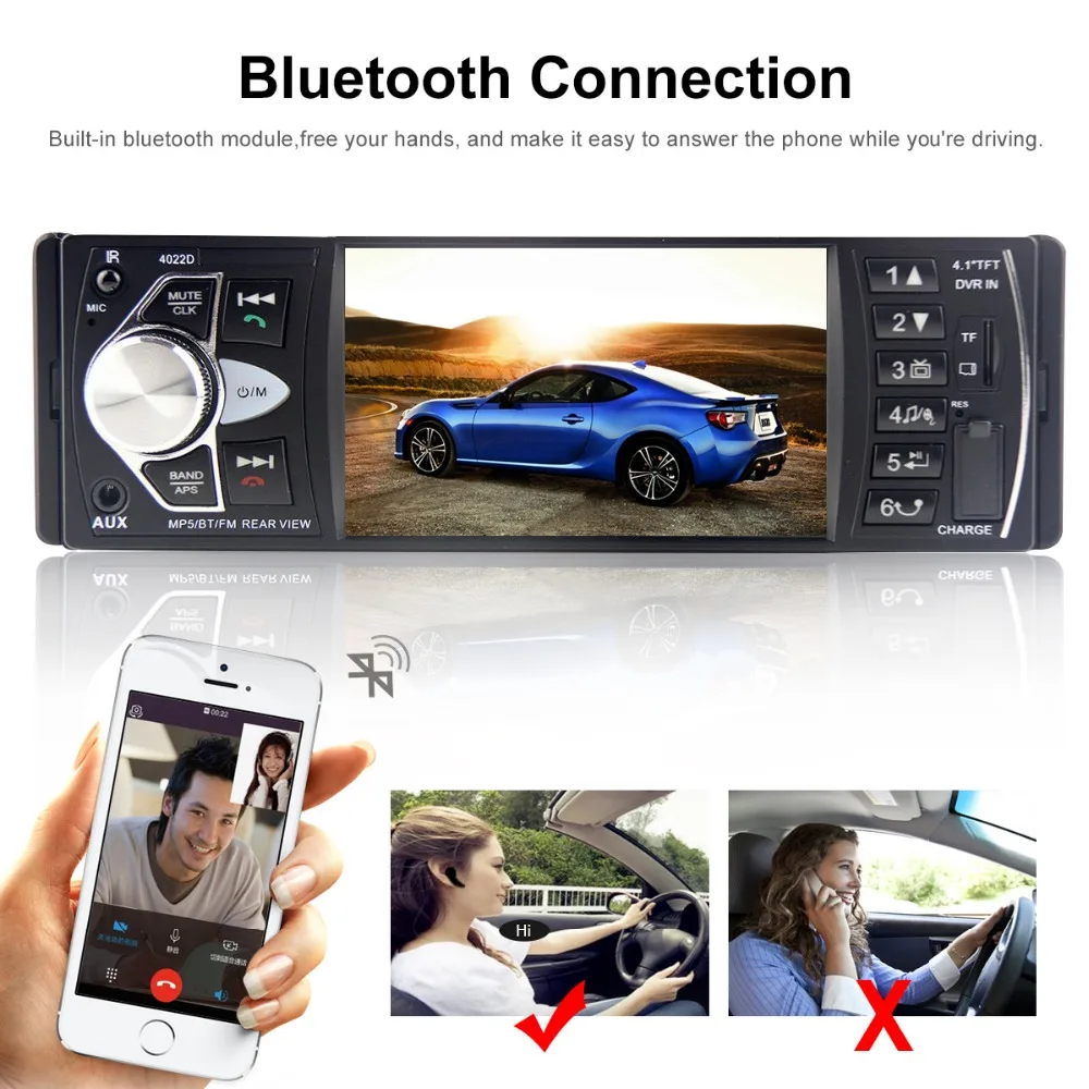 Автомобильное аудио авто радио Кассетный плеер рекордер 12 в bluetooth 1 DIN coche FM MP3 MP4 MP5