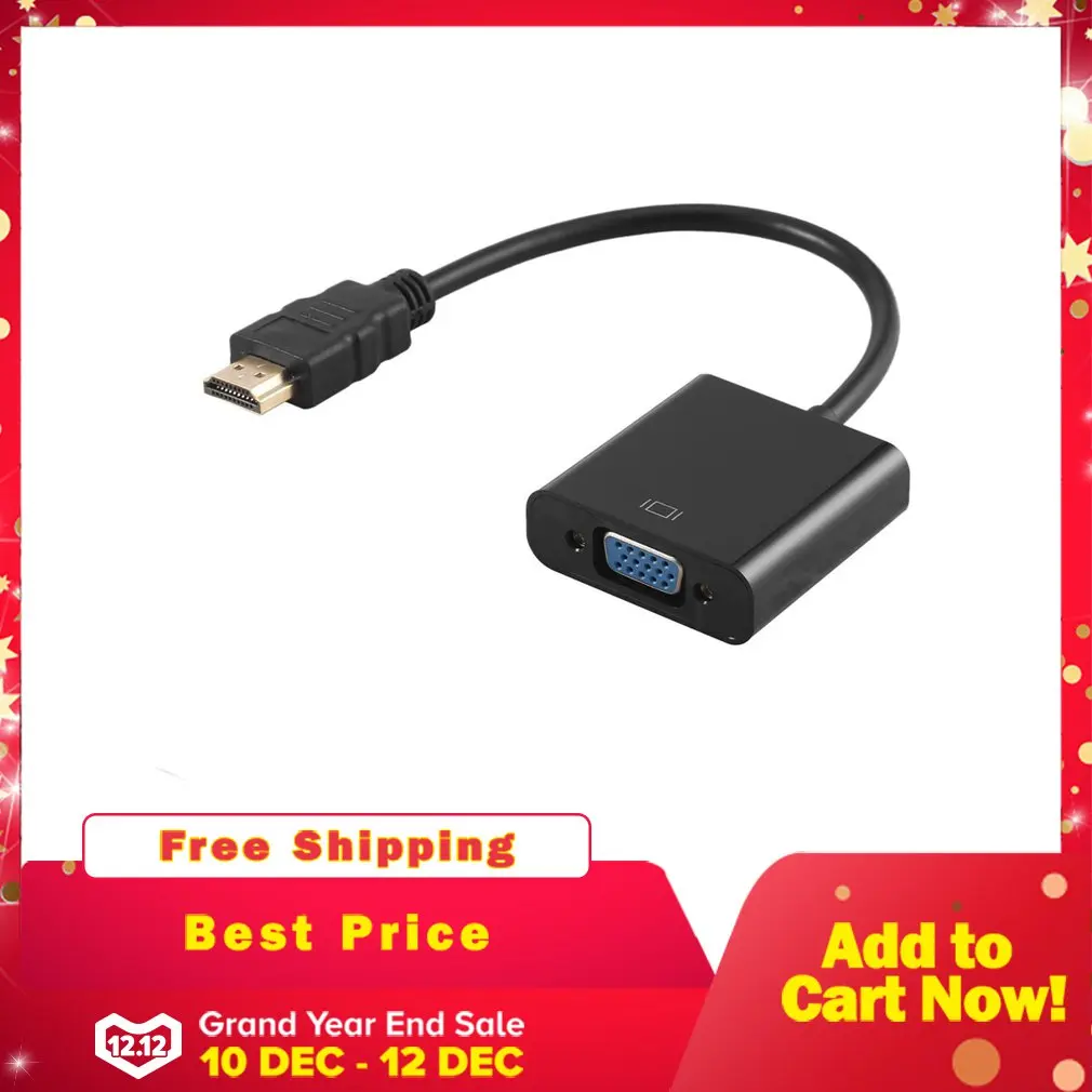 

High Quality HDMI to VGA Adapter Male To Famale Converter Adapter 1080P Digital to Analog Video Audio For PC Laptop Tablet