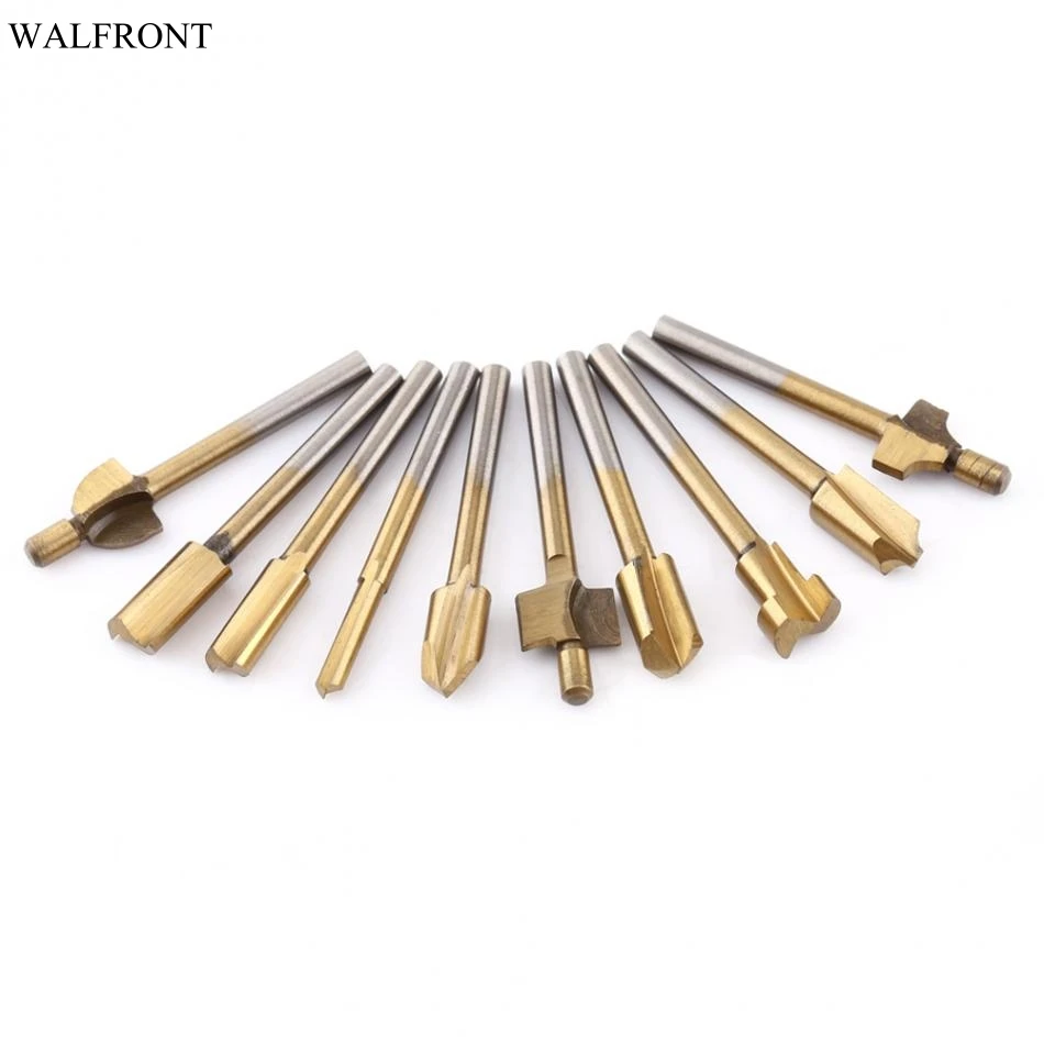 10 Pcs/set Woodworking Cutter HSS Titanium Coated Woodworking Edge