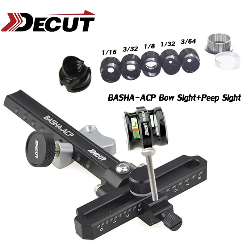 

DECUT BASHA-ACP 4x/6x/8x Bow Sight Size B/C/D Peep Sight Compound Bow Aluminum Alloy Material Bow Accessory Arrow Set Shooting