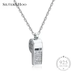 SILVERHOO 925 пробы серебро циркон ожерелье со свистком колье подарок для Для женщин Любителя Fine Jewelry вечерние аксессуары