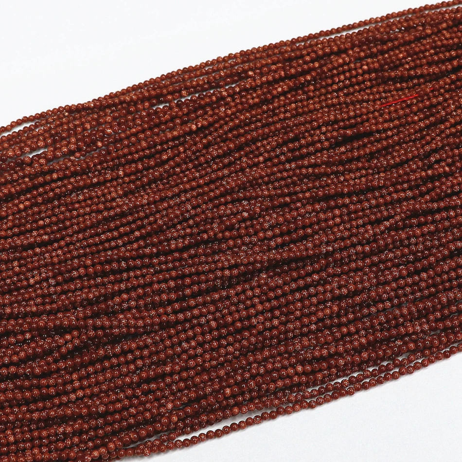 

Fashion natural stone gold-color sandstone 2mm 3mm popular round loose beads hot sale diy Jewelry B413