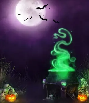 

Nightsky Ghost Halloween Pumpkin backdrop Vinyl cloth High quality Computer printed party Photography Backgrounds