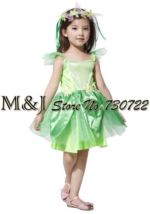 Хэллоуин Зеленый Сказочный эльф костюм маскарадный костюм Детская танцевальная одежда аксессуары
