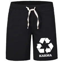 Современная мода Для мужчин шорты тренировки Карма рециркулирует Логотип классические дышащие однотонные хлопок модная для мужские высотой до колена брюки