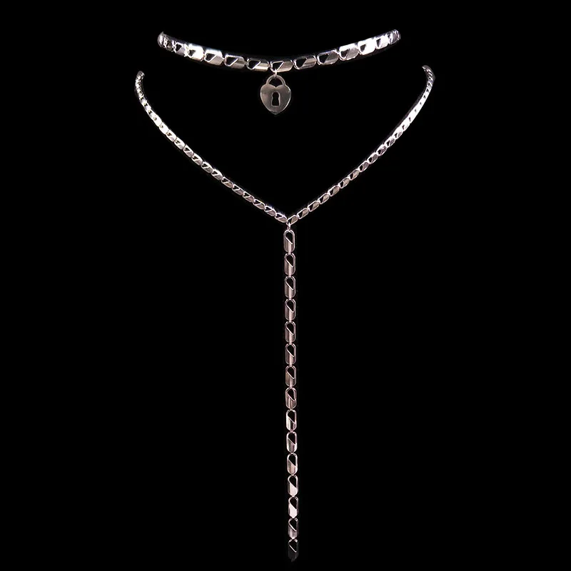 

2019 Fashion Love Lock Stainless Steel Necklace for Women Jewelry Silver Color Double Layer Neckless Jewelry Gift joyas N17999