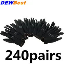 DEWBest 240 пар легкость удобные серый полиэстер работы Перчатки дешевые ПУ безопасность труда Перчатки