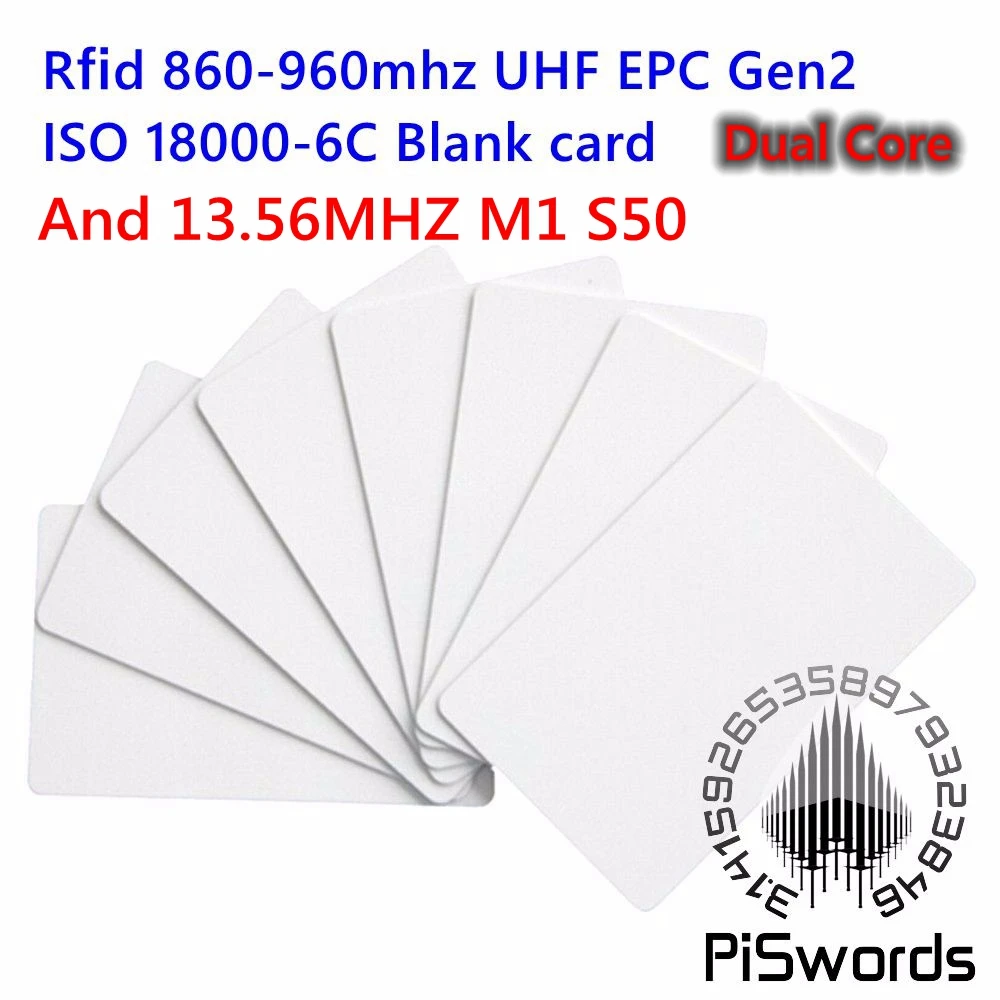 10pcs/lot UHF 860~960MHz ISO18000-6CEPC Class1 Gen2 iso 18000-6c RFID Card UHF And 13.56MHZ 14443 Smart Card