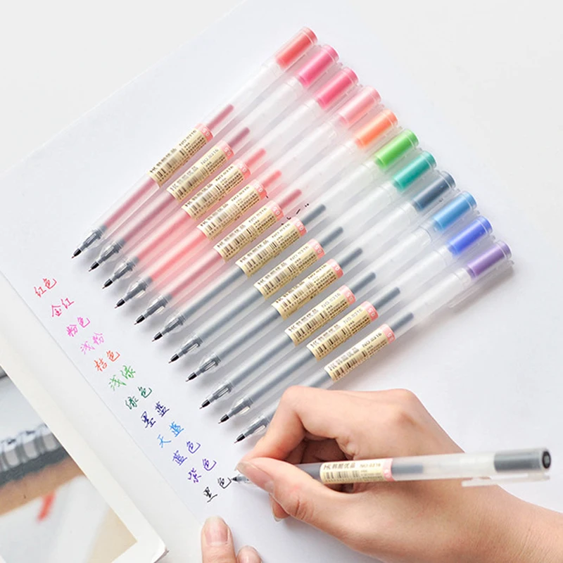 

12 pcs/lot 12 Colors Makrers Pen Gel Pen 0.5mm Colour Ink Pens Marker Writing Stationery MUJI Style School Office Supplies Gift