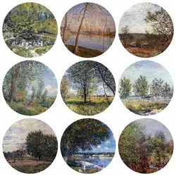 20 шт. 12 ~ 40 мм книги по искусству ist Альфреда Sisley Картины Коллекция деревья в цвету стекло кабошон