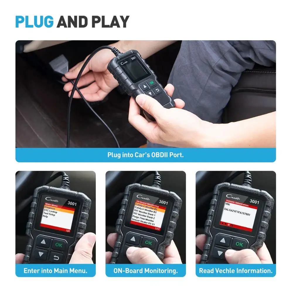 10 шт./лот LAUNCH X431 CR3001 OBD2 сканер Поддержка Full OBD II/EOBD Launch Creader 3001 автоматический