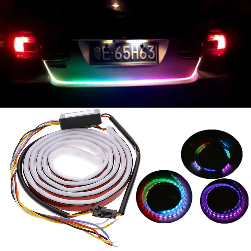 

150cm Low Consumption High Power Universal Car Rear Trunk RGB Strip Light Tailgate Brake Drive Turn Signal Flow LED Lamp#259229