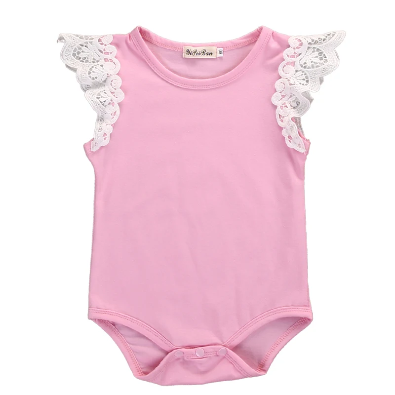 Newborn Toddler Girl Baby Kids Bodysuits Little Angle Sleeve Soft Laces 5 Colors Available