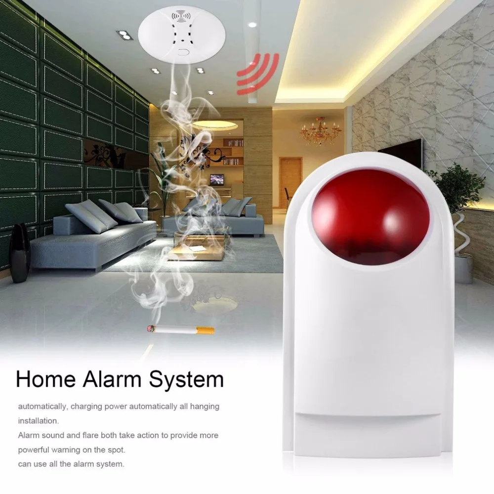 

4pcs/set Outdoor Waterproof Wireless Smoke Detector Strobe Siren with Backup Battery For Home Alarm Systems Home Security
