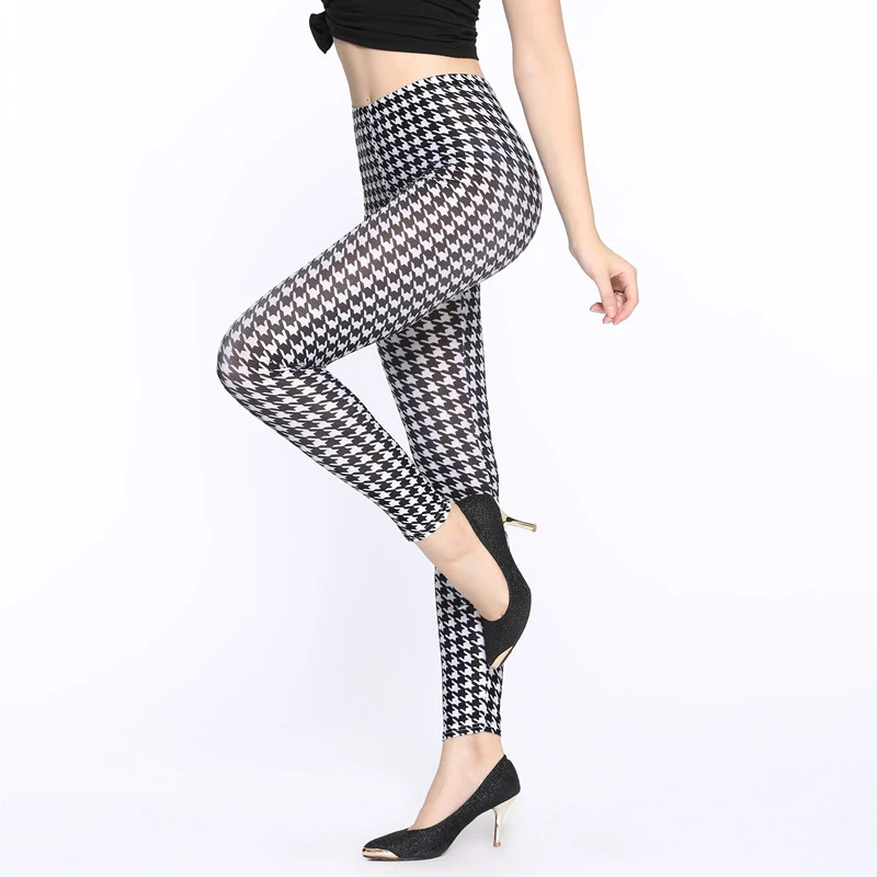 tights for women New 2022 Women Pants Trousers For Ladies New Style Black and White Plaid Leggings Houndstooth Casual Leggings nike leggings