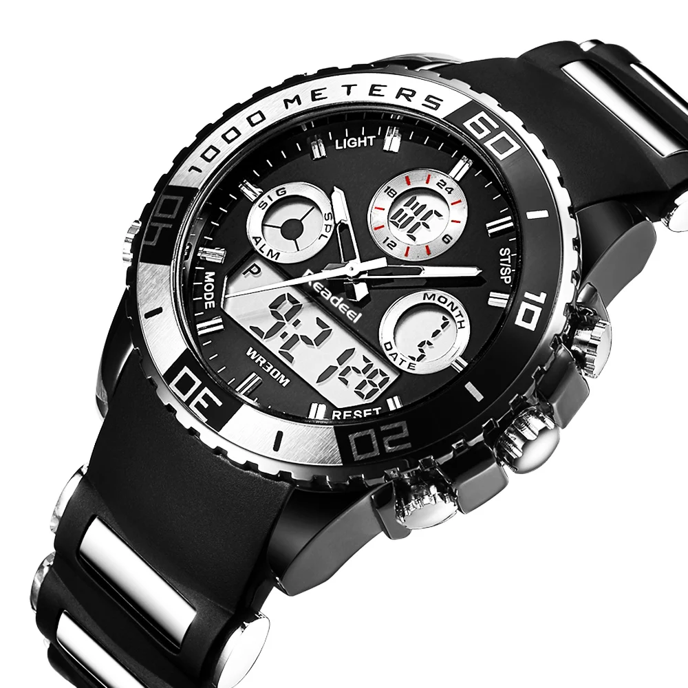 Мужские спортивные часы, мужские водонепроницаемые военные Роскошные Брендовые мужские наручные часы, цифровые электронные светодиодный часы xfcs